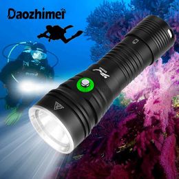 Flashlights XHP70 Diving flashlight 2000LM LED White /Yellow Dive Lantern 5-Modes Underwater 100M Waterproof Headligh 26650 Tactic Camp Lamp 240122