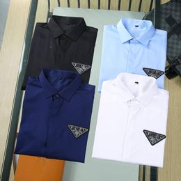 Mens Casual shirt Designer brand Spring Summer Business Office Mens dress Shirt Slim wide collar plaid striped long sleeve Asian size M-3XL6
