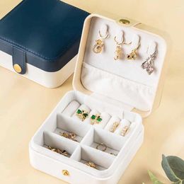 Jewelry Pouches Dual Color Box For Portable Travel Earrings Bracelet Ring Necklace Storage PU Leather Buckle Flip Organizer
