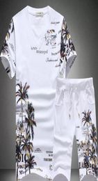 Chinese Style Exquisite Birds Pattern Printing T shirt And Shorts Suit Summer New Highquality Cotton Mens Short Sets6508493