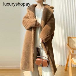 Top Maxmaras Teddy Bear Coat Womens Cashmere Coats Leather and Fur Integrated Teddy Bear Coat for Womens Autumn Winter New Sheep Camel Velvet Silhouette