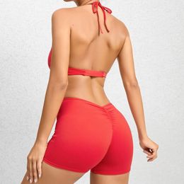 Active Sets Sexy Jumpsuit Women Padding Overalls 2024 Lycra Sport Set Gym Clothing Backless Sportswear Yoga Clothes Monos Mujer Red