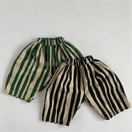 Trousers Kid Boy Personality Irregular Stripes Calf Length Pants Cute Baby Girl Fashion Breathable Thin Cotton