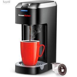 Coffee Makers Bonsenkitchen Single Serve Coffee Maker Coffee Brewer for K Cup Pod Fast Brewing Coffee Machine 6 to 12oz Brew Sizes YQ240122