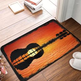 Carpets Non-slip Doormat Guitar Island Sunset Bath Bedroom Mat Prayer Carpet Flannel Pattern Decor