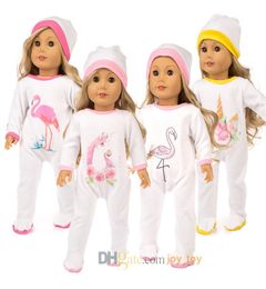 18 inch doll Pyjamas Sleepwear one piece cloth with hat Unicorn Horse Ostrich Flamingo for 18 inch American Girl Doll2734959