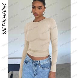 Women's T-Shirt 2023 Summer Women's T-Shirt Ski Casual Solid Fashion Long Sleeve Bodycon Ski Tees Tops Base Soft Breathable Female Clothes T240122