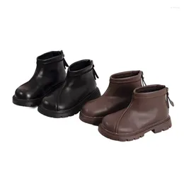 Boots Fashion Students Black Brown Children Breathable Leather Girls Zipper