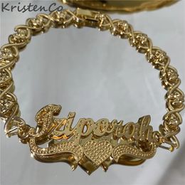 Bracelets KristenCo Customised Name Bracelet XOXO Name Bracelet Goldplated Nameplate Stainless Steel Personalised Bracelet