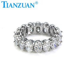 4*6mm Oval Shape d Vvs White Moissanite 925 Silver Eternity Band Ring Rings for Jewelry Dating Engagement Gift