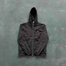 Moletom moletons masculinos trapstar americano sólido preto de manga longa quebra -vento pequena rótulo com capuz windbreaker jaqueta outono versátil