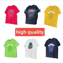 Mens Tshirt Designer Shirt Graphic Tee Men t Shirt Pink Young Thug Sp5der 555555 Mans Women Quality Foaming Printing Spider Web Pattern Tshirt Fashion Top Tee F264