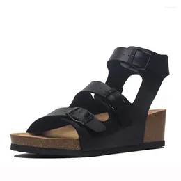 Sandals 2024 Fashion Summer Women Wedge Cork Beach Outside Non-slip Platform Heel Sandalias Shoes White Black Silver Brown