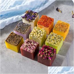 Handmade Soap Dry Flower Essential Oil Face Hand Nourishing Skin Care Cleansing Bath Natural Herbal Drop Delivery Health Beauty Body Dhkg0