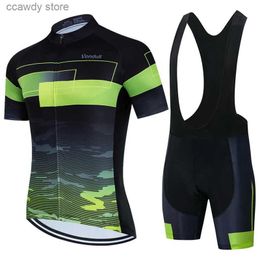 Men's T-Shirts Bicycle jersey set mens short Seved outdoor sports Bicyc clothing breathable bicycle H240407