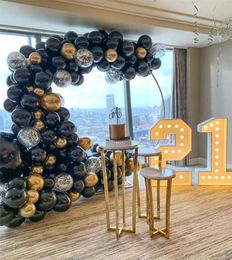 Luxury Fashion Wedding Party Backdrop Table Dessert Decoration Large Circle Background Shiny Gold Iron Arch Cake Holder Stand Flow1000497