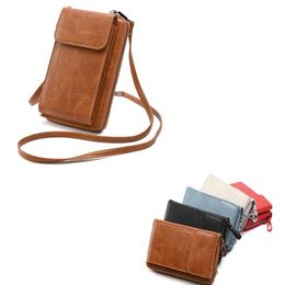 DHL50pcs Wallets Women PU Casual Plain Multifunctional Flap Cover Phone Long Credit Card Holder With Chain Mix Colour