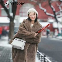 Top Maxmaras Teddy Bear Coat Womens Cashmere Coats New Thickened Particle 2024 Camel Fleece Medium Length Lamb Fur Shipping Within Day