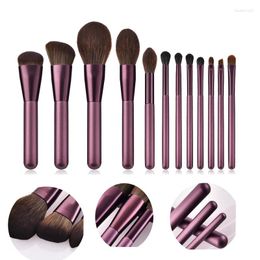 Makeup Brushes 12Pcs Pro Lilac Set Kit Eyelash Lip Powder Foundation Eye Shadow Make Up Brush Cosmetics Soft Micro Crystal Fiber