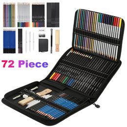 Supplies 72Piece Drawing Set Beginner Or Professional Tool Set Pencil Case With Watercolor Pencils Accessories Art School Supplies Kit