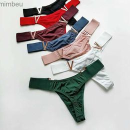 Sexy Set Sexy Set Europe and the United States sexy V-shaped metal thong sports hip lift low waist high fork T pants women thong lingerie cute C240410