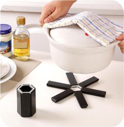 Black Foldable Nonslip Heat Resistant Pad Trivet Pan Placemat Pot Holder Mat Cushion Kitchen Accessories 2020305677870