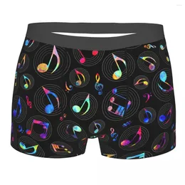 Underpants Music Pattern - Painted Colour On Black Breathbale Panties Male Underwear Print Shorts Boxer Briefs