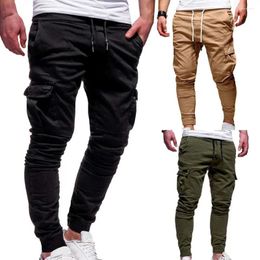 Men's Jeans Fashion Solid Color Full Length Sweatpants Casual Cargo Pants Drawstring For Outdoor Activities