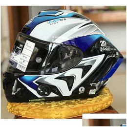 Motorcycle Helmets Shoei X14 Helmet X-Fourteen R1 60Th Anniversary Edition White Blue Fl Face Racing Casco De Motocicle Drop Delivery Dhxbu