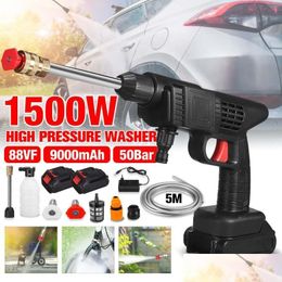 Car Washer Cordless High Pressure 50Bar 1500W Rechargeable Wash Gun Electric Water Foam Hine For Makit 18V Battery Drop Delivery Autom Dhiqw