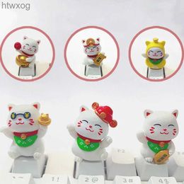 Keyboards Cute Lucky Cat Keycap Cross Axis Mechanical Keyboard White Lucky Cat Handmade Customised Gift Computer Button Keycap YQ240123