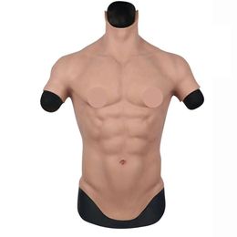 Costume Accessories Realistic Fake Muscle Silicone Male Chest Half Body Suit with Lifelike Skin Texture, for Cosplay Carnival Costume Props