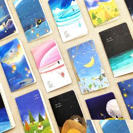 Notepads Wholesale Mini Cute Ocean Series Notebook Wishing Bottle Childhood Fantasy Style Notepad Moon Star Universe Diary Portable Dhbb9