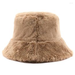 Berets Fisherman's Hat Female Autumn And Winter Plush Light Plate Solid Colour Basin Cap Warm Cold Sun-shading