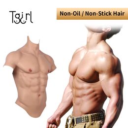 Costume Accessories Muscle Costume Men Chests Silicone Breasts Ho Fake 6 Abs for Cosplay Crossdresser Shemale Simulation Muscles Lgbt