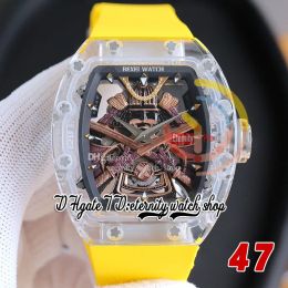 RRF 47 Japan Miyota NH Automatic Mens Watch With Crystal Transparent Case, Golden Samurai Armour Dial, Yellow Rubber Strap Super Version Et