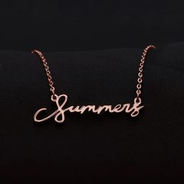 Necklaces Personalised Nameplate Word Necklaces Custom Name Necklace Pendants Cursive Handwriting Stainless Steel Chain For Women Necklac