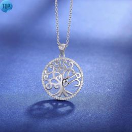 High Quality Rhodium Plated Life Of Tree 925 Silver moissanite stone Fashion Necklaces for Women and Men