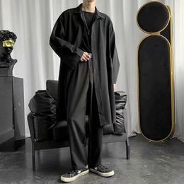 Men's Trench Coats Mens Autumn Thin British Fashion Long Coat Cloak Punk Hip Hop Cardigan Casual Streetwear Cape Korean Solid