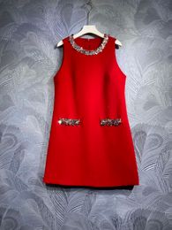 10061 XL 2024 Runway Dress SPring Summer Dress Crew Neck Red Brand Same Style Womens Dress Fashion High Quality nanyou