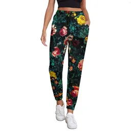 Women's Pants Vintage Leaf Print Jogger Ladies Night Garden Floral Elegant Joggers Design Streetwear Oversize Trousers Birthday Present