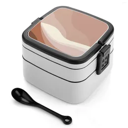 Dinnerware Abstract Landscape Neutral Colour Bento Box Lunch Thermal Container 2 Layer Healthy Graphic Design Sunset Sunrise