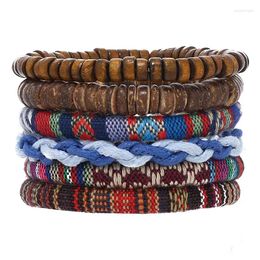 Charm Bracelets Bohemian Style Hand Woven Bracelet For Women's Cotton Linen Versatile Vintage Multi-Layer Colourful Friendship