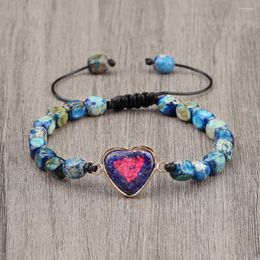 Necklace Earrings Set Women Bohemian Bracelets Natural Heart Shape Emperor Stone Beads Hand Woven Healing Reiki Yoga Bangle Jewellery Gift