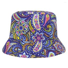 Berets 2024 Luxury Floral Print Bucket Hats For Women Men Summer Sunshine Panama Outdoor Sun Gorra Hip Hop Fisherman Caps Sunscreen