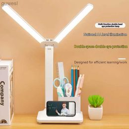 Desk Lamps Table Lamp LED Double-headed Multifunction Foldable Touch With Pen Holder USB Desk Lamp For Bedroom Bedside Office Reading Light YQ240123