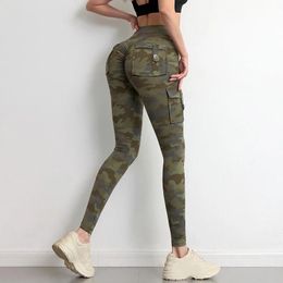Capris Suke Camouflage Leggings Ladies Fiess Leggings Workout Exercises with Pockets Sexy Pushups Stretch Slim Leggings