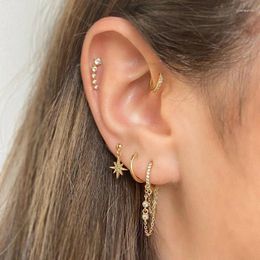 Stud Earrings INS Wind Romantic Star Moon Series Zircon Butterfly Ear Buckle Universe Single Bone Clip Jewellery Set