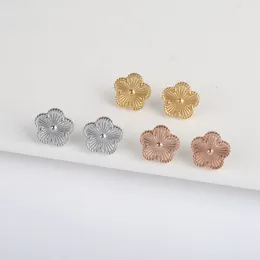 Stud Earrings Simple Stainless Steel Metal Laser Five Leaf Flower Fashion For Women Plum Blossom Jewellery Wedding Gift Daily Wear