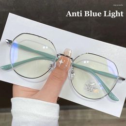 Sunglasses Metal Frame Optical Spectacle Glasses Vintage Round Computer Eye Protection Eyeglasses Finished Anti Blue Light Blocking Eyewear